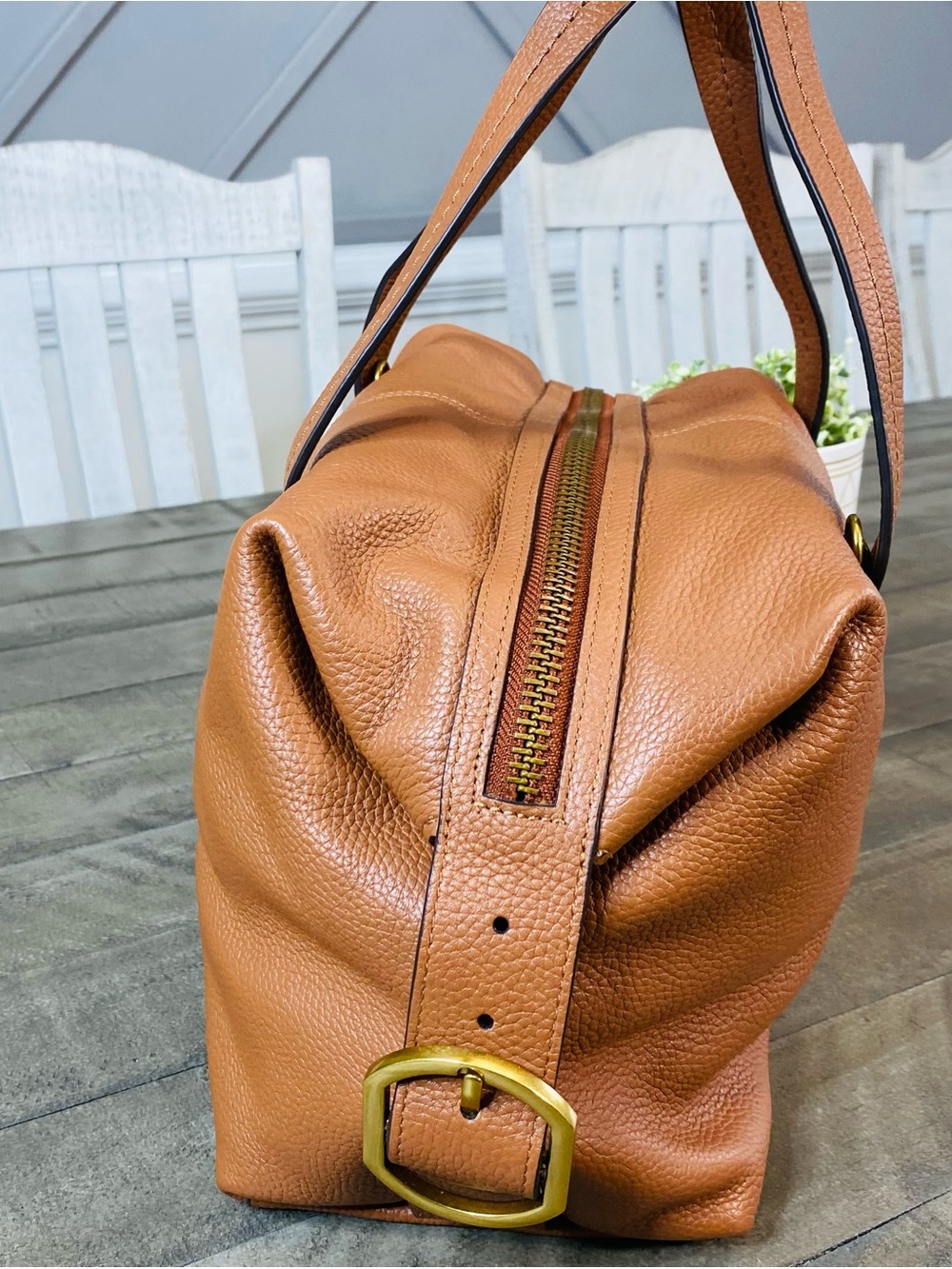 J. Crew Cognac Brown Leather Satchel - Picture 6 of 12